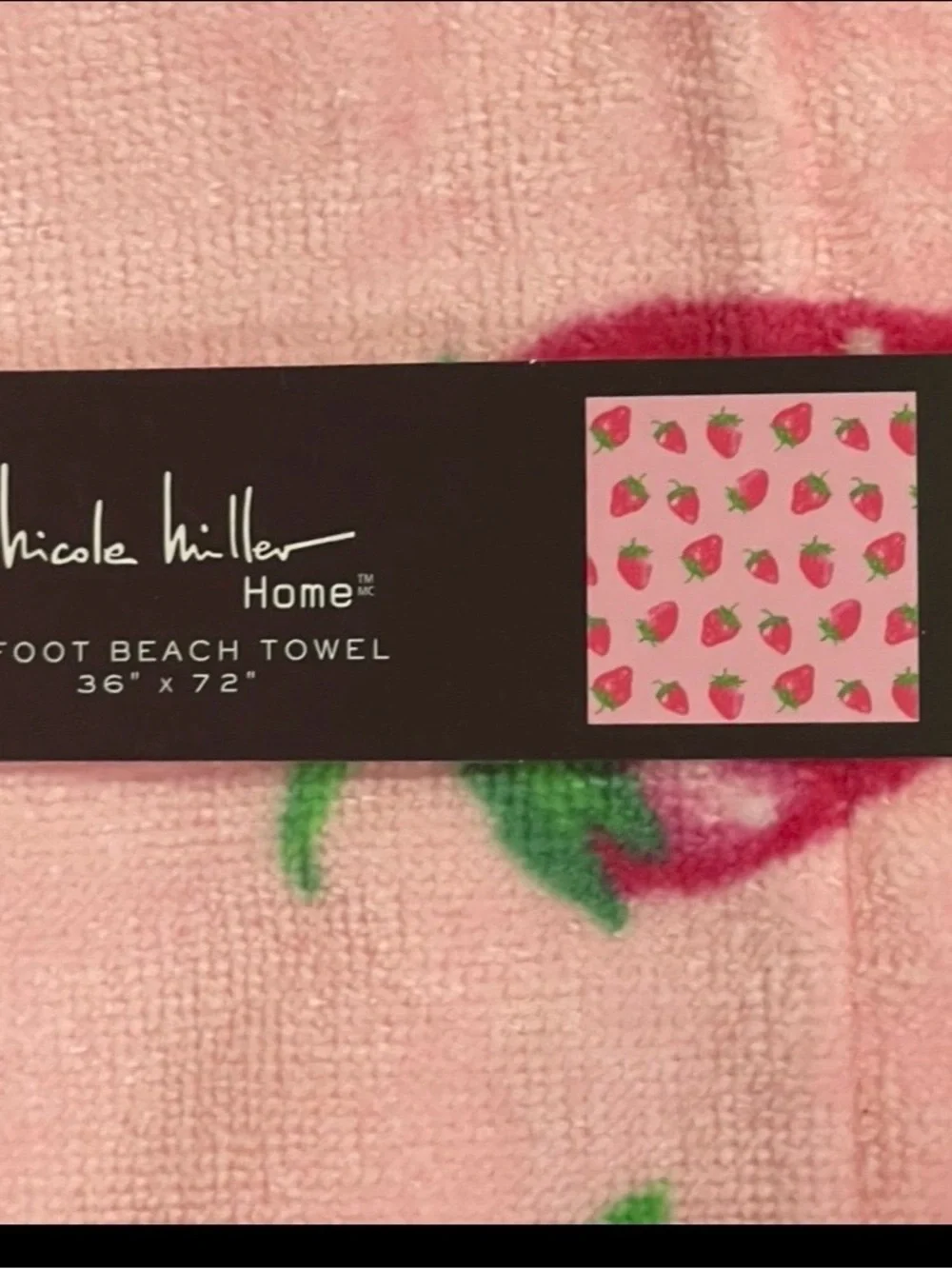 Nicole Miller Strawberries Beach Towel - Pink Beach Towel Strawberries